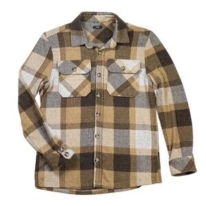 Benson Shirt Mens XL Brown Vienna Plaid Jersey Button Down Overshirt NWT $195